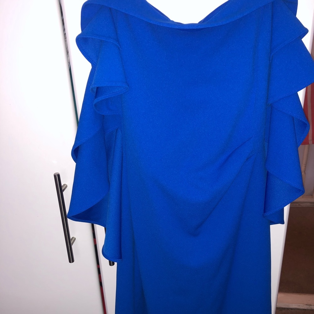 Blue off the shoulder dress